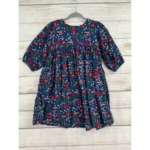 Hanna Andersson Christmas Print Dress Youth Girls 12 Blue Red Green